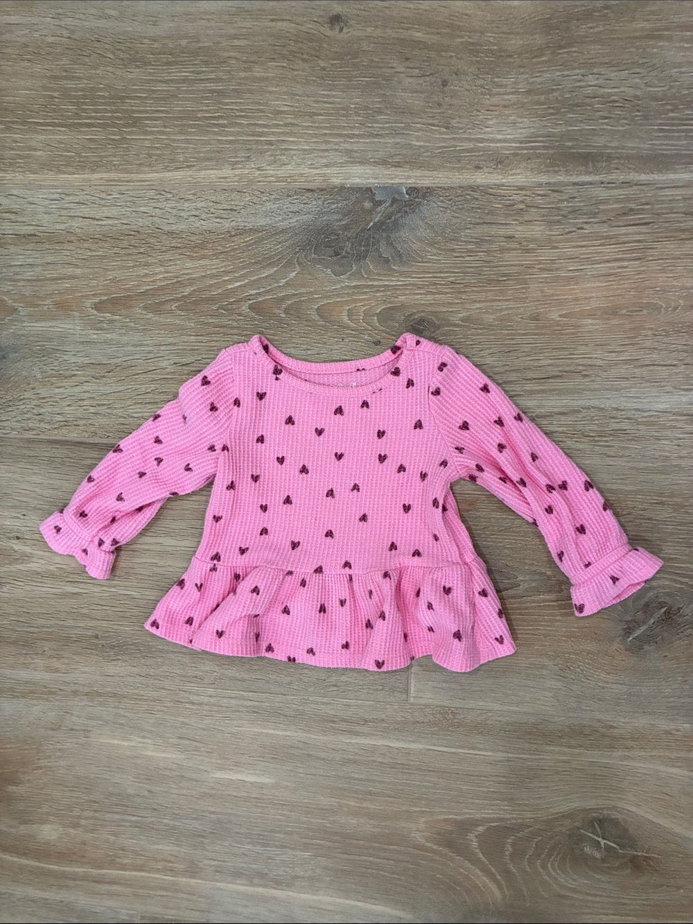 Cat & Jack Pink Heart Peplum Long Sleeve Top
